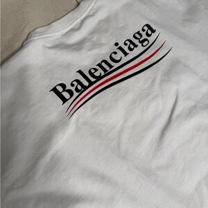 Balenciaga Political Campaign Logo Print T-Shirt in White 2019